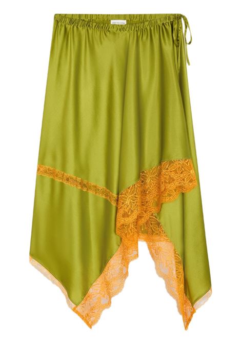 Green asymmetrical silk midi skirt Dries van noten - women